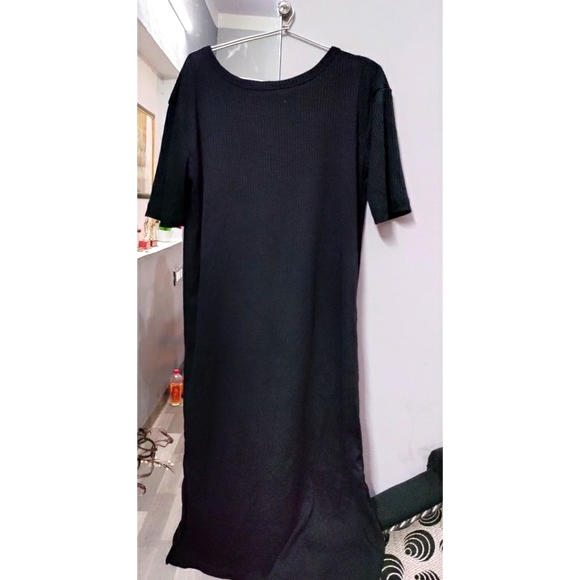 Black button down dress V neck - Picture 5 of 7